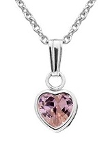 captivating teeny-tiny silver heart October birthstone baby necklace